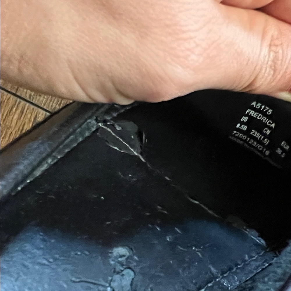 Coach Black Textured Leather Slip-Ons - Picture 6 of 7